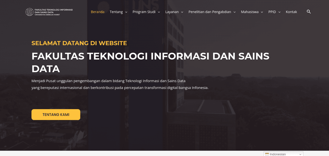 Fakultas Teknologi Informasi dan Sains Data (FATISDA) UNS Profile Website